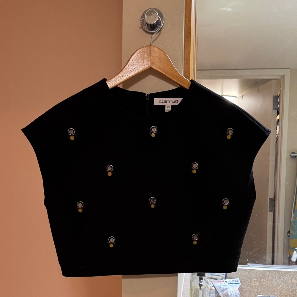 Elizabeth and James Colton Embellished Crop Top